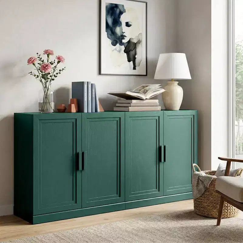PexFix Armoire de buffet 62 W, buffet de cuisine autoportant avec 4 portes et étagères réglables, console de rangement robuste