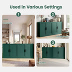 PexFix Armoire de buffet 62 W, buffet de cuisine autoportant avec 4 portes et étagères réglables, console de rangement robuste