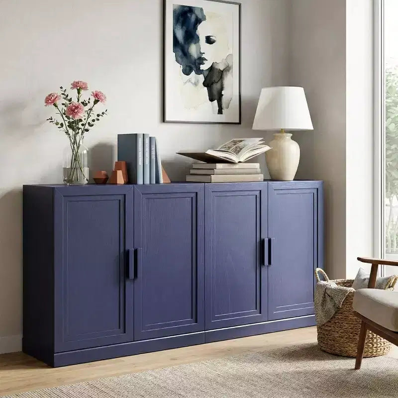 PexFix Armoire de buffet 62 W, buffet de cuisine autoportant avec 4 portes et étagères réglables, console de rangement robuste