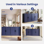 PexFix Armoire de buffet 62 W, buffet de cuisine autoportant avec 4 portes et étagères réglables, console de rangement robuste