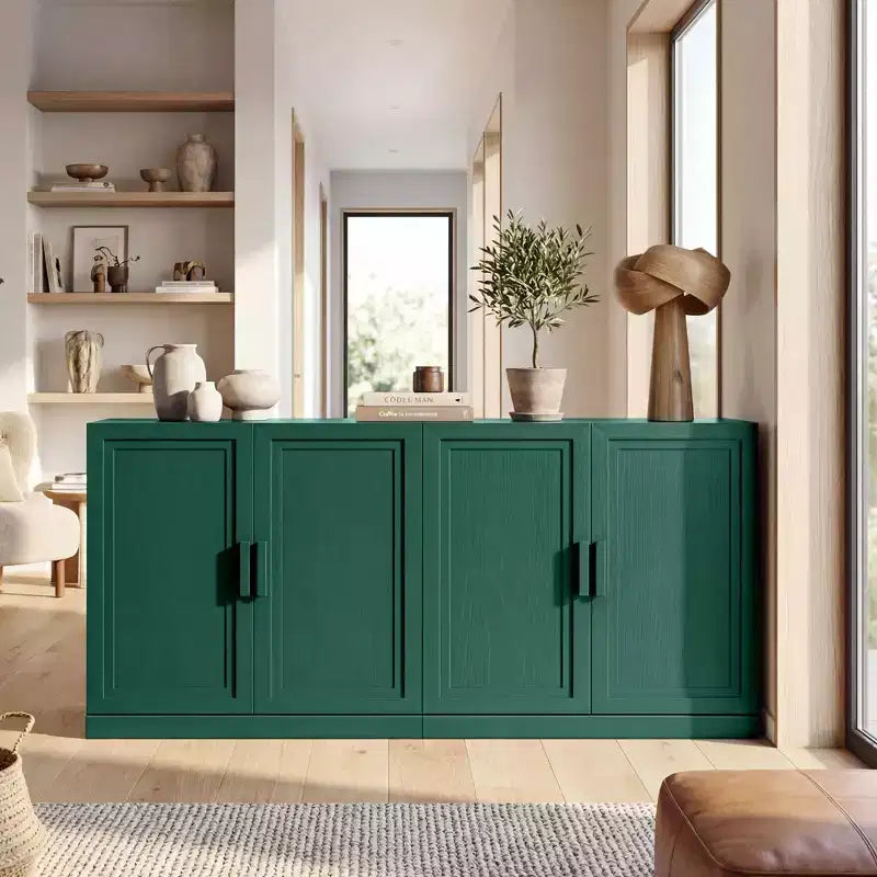 PexFix Armoire de buffet 62 W, buffet de cuisine autoportant avec 4 portes et étagères réglables, console de rangement robuste