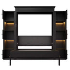 Lit escamotable moderne Luxystar Queen avec 10 étagères de rangement et tête de lit rembourrée, noir