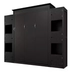 Lit escamotable moderne Luxystar Queen avec 10 étagères de rangement et tête de lit rembourrée, noir