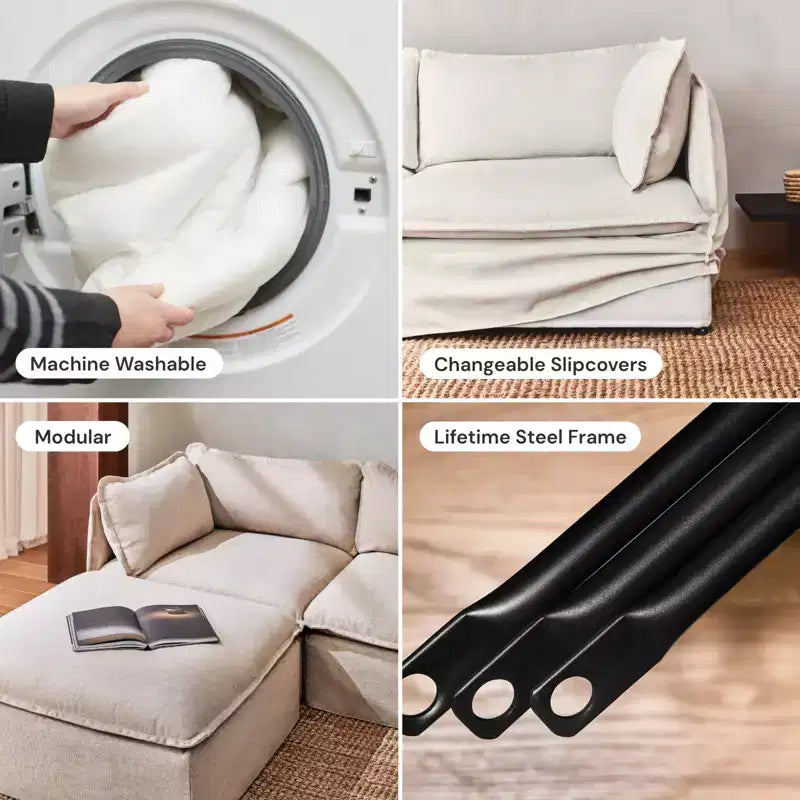 Canapé modulaire lavable 4 places Anabei | Assise et oreiller profilé Memorix+