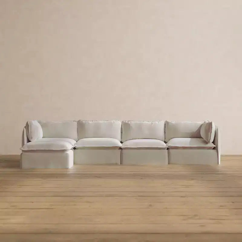 Canapé modulaire lavable 4 places Anabei | Assise et oreiller profilé Memorix+