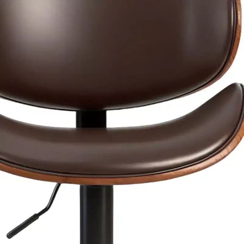 HomeRoots Lot de deux chaises de bar pivotantes à hauteur réglable en similicuir marron et noir, bois et aluminium