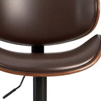 HomeRoots Lot de deux chaises de bar pivotantes à hauteur réglable en similicuir marron et noir, bois et aluminium