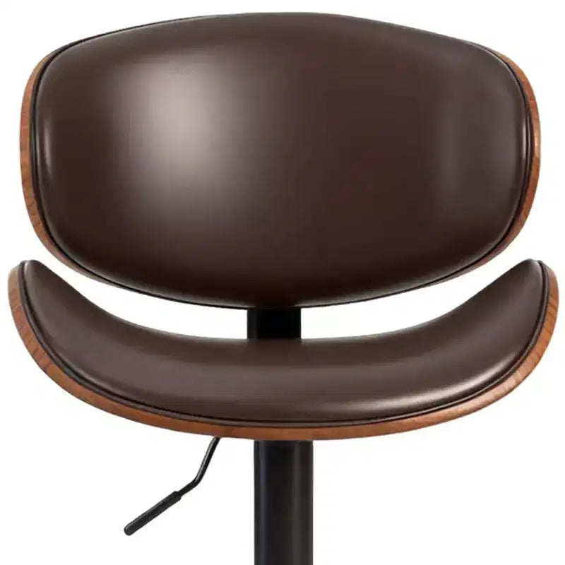 HomeRoots Lot de deux chaises de bar pivotantes à hauteur réglable en similicuir marron et noir, bois et aluminium