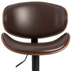 HomeRoots Lot de deux chaises de bar pivotantes à hauteur réglable en similicuir marron et noir, bois et aluminium