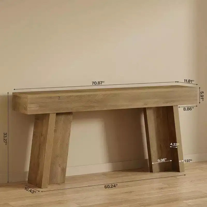 JVNOXK Table d'appoint extra longue de style campagnard à 2 niveaux, table d'appoint rustique pour salon, entrée