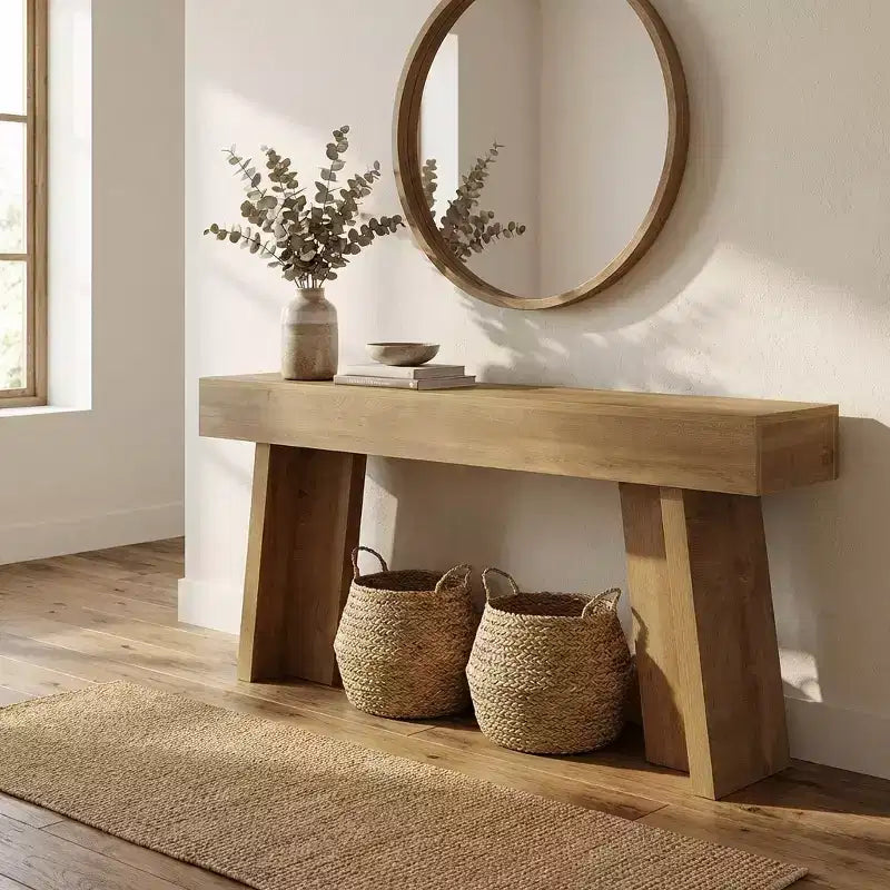 JVNOXK Table d'appoint extra longue de style campagnard à 2 niveaux, table d'appoint rustique pour salon, entrée