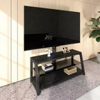 Meuble TV de rangement en bois JVNOXK, verre trempé noir, hauteur réglable, meuble TV universel pivotant avec support, noir