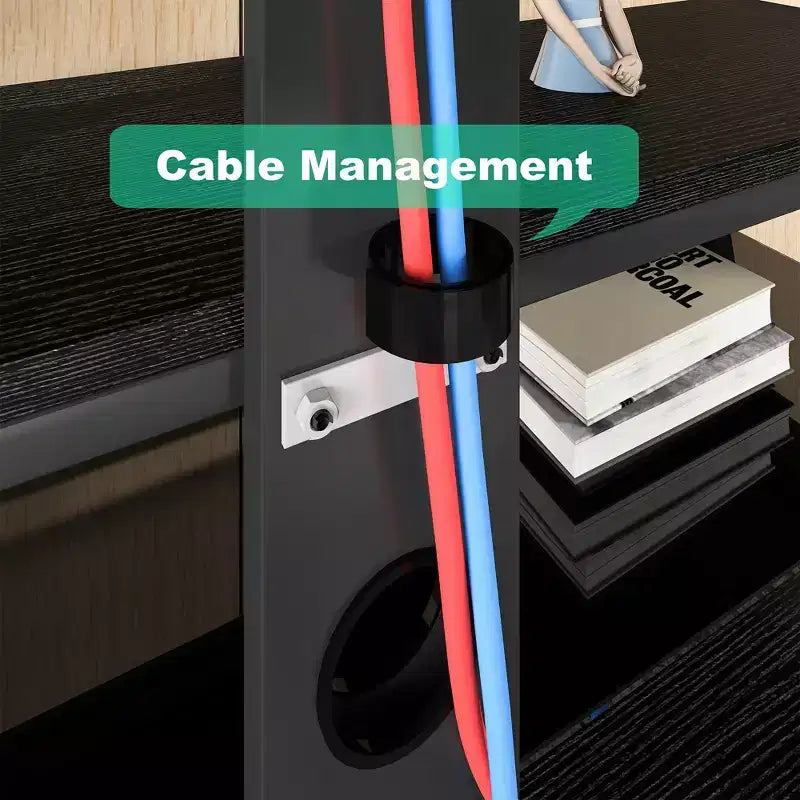 Meuble TV de rangement en bois JVNOXK, verre trempé noir, hauteur réglable, meuble TV universel pivotant avec support, noir