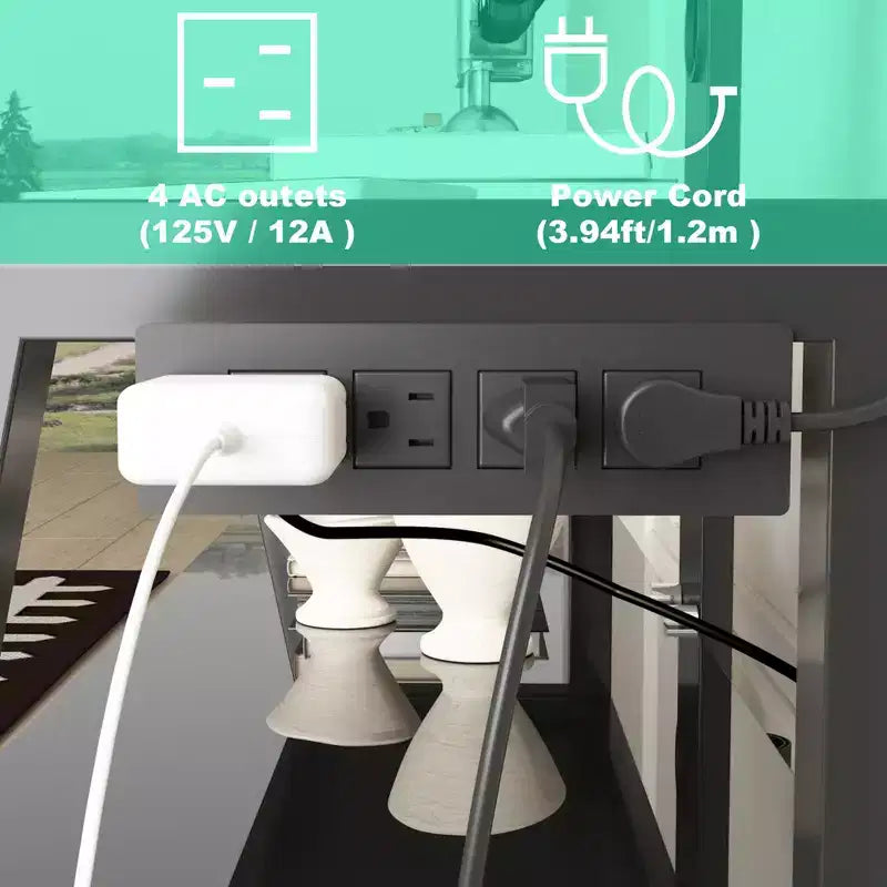 Meuble TV de rangement en bois JVNOXK, verre trempé noir, hauteur réglable, meuble TV universel pivotant avec support, noir