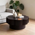 JVNOXK 31.50 Table Basse Moderne en Forme de Pétale, Table Basse de Rangement Prunier, Finition Bois Naturel, Convient aux Salons, Bureaux, Marron Foncé