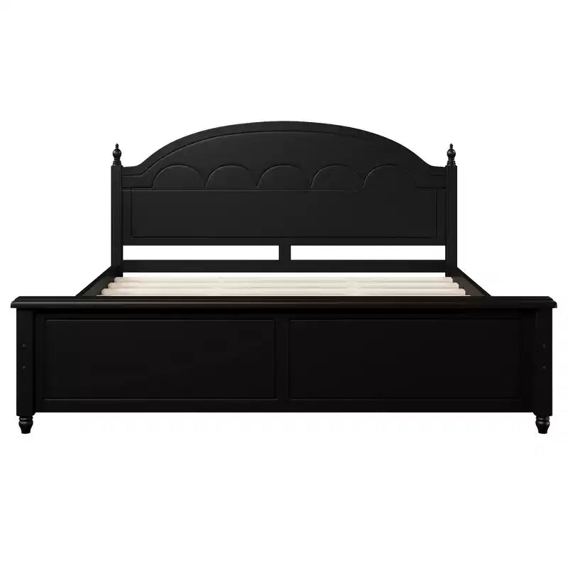 Cadre de lit double moderne en bois Luxystar avec tête de lit arquée pour chambre à coucher