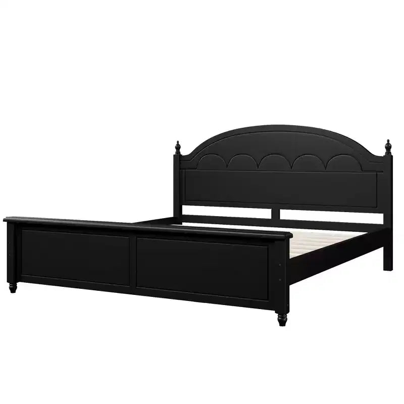 Cadre de lit double moderne en bois Luxystar avec tête de lit arquée pour chambre à coucher