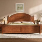 Cadre de lit double moderne en bois Luxystar avec tête de lit arquée pour chambre à coucher