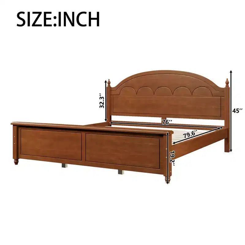 Cadre de lit double moderne en bois Luxystar avec tête de lit arquée pour chambre à coucher