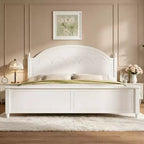 Cadre de lit double moderne en bois Luxystar avec tête de lit arquée pour chambre à coucher