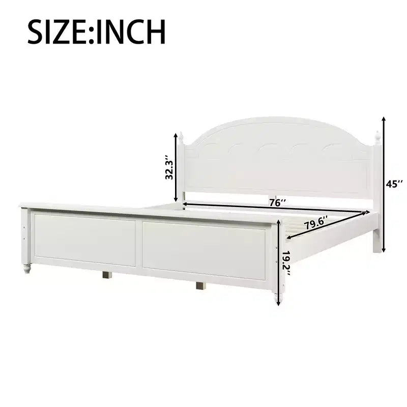 Cadre de lit double moderne en bois Luxystar avec tête de lit arquée pour chambre à coucher