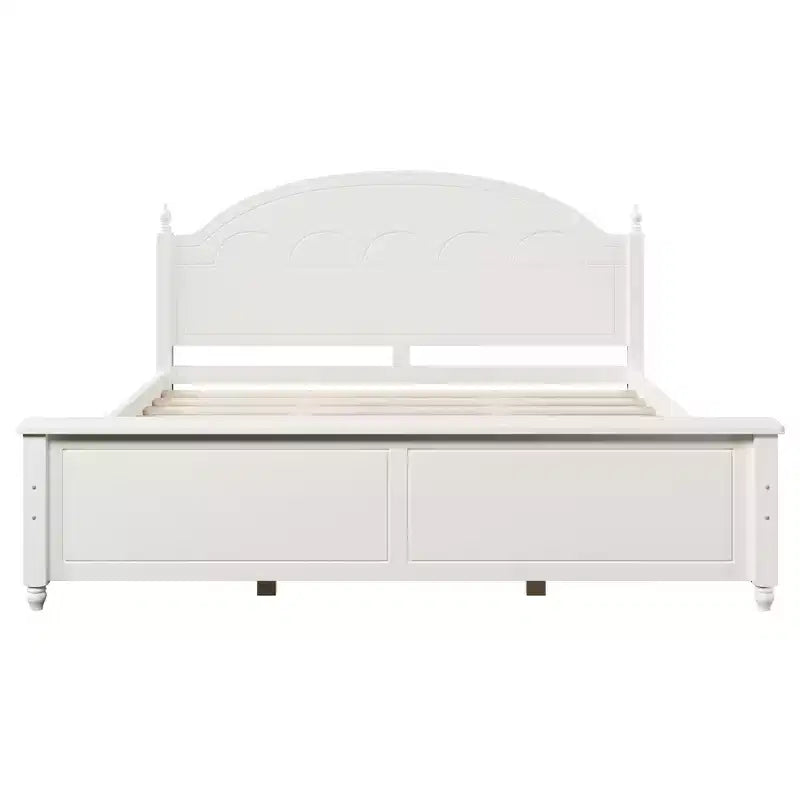 Cadre de lit double moderne en bois Luxystar avec tête de lit arquée pour chambre à coucher