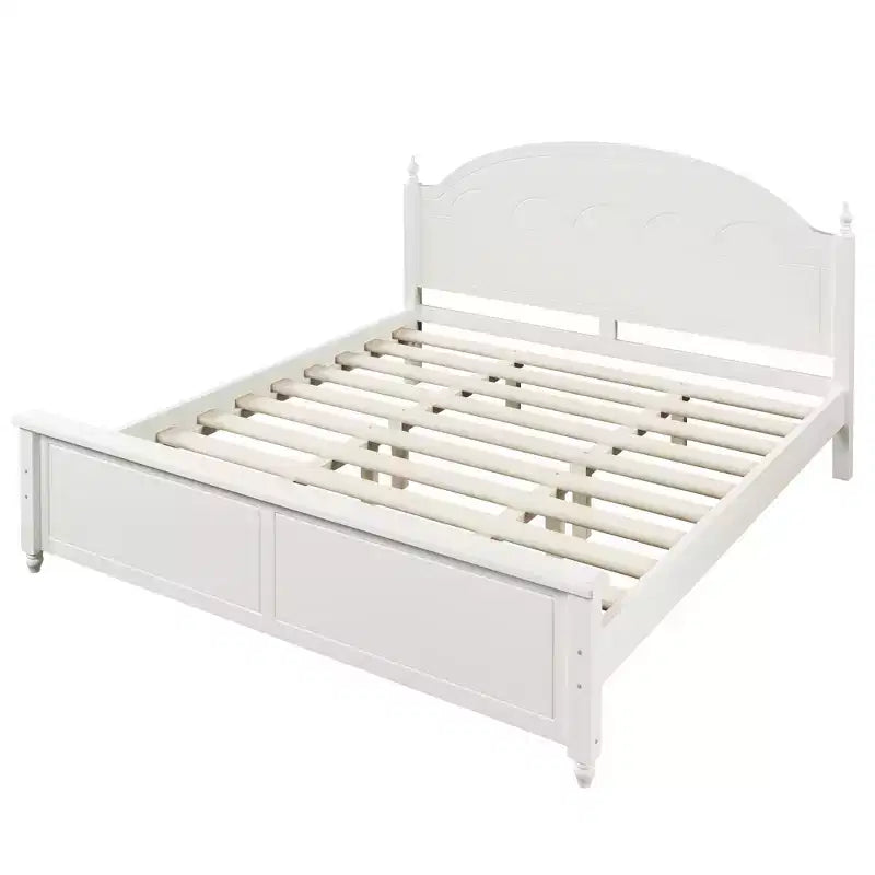 Cadre de lit double moderne en bois Luxystar avec tête de lit arquée pour chambre à coucher
