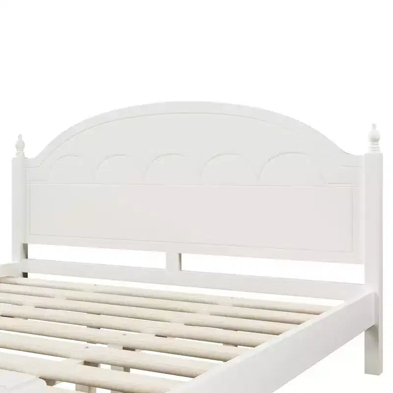 Cadre de lit double moderne en bois Luxystar avec tête de lit arquée pour chambre à coucher