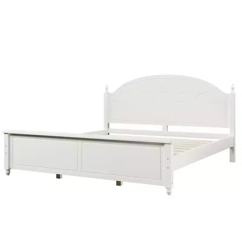 Cadre de lit double moderne en bois Luxystar avec tête de lit arquée pour chambre à coucher