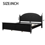 Cadre de lit double moderne en bois Luxystar avec tête de lit arquée pour chambre à coucher