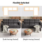Canapé-lit convertible en L avec couchage escamotable de 213 cm, accoudoirs de rangement dissimulés, porte-gobelets et ports de charge USB, canapé modulable pour salon