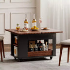 JVNOXK Table basse/table d'appoint multifonction moderne de 70 cm avec plateau pliant et roulettes, rangement multi-niveaux, noir et noyer