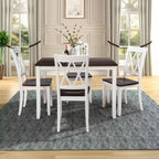 Ensemble de salle à manger en bois GDFStudio Arlette Farmhouse 5 pièces avec chaises sans accoudoirs à dossier croisé