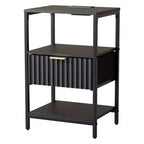 Table de chevet Karl Home de 38 cm de large - 1 tiroir, 2 étagères, prise de courant américaine