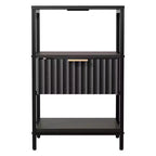 Table de chevet Karl Home de 38 cm de large - 1 tiroir, 2 étagères, prise de courant américaine