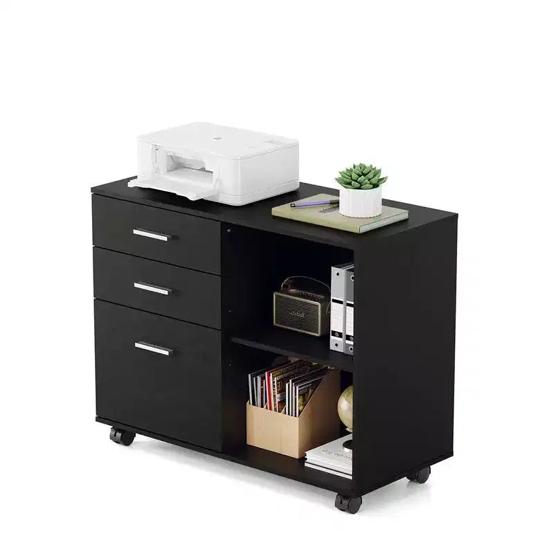 Karl Home Meuble de classement en bois à 3 tiroirs de 80 cm de large avec table d'appoint plate