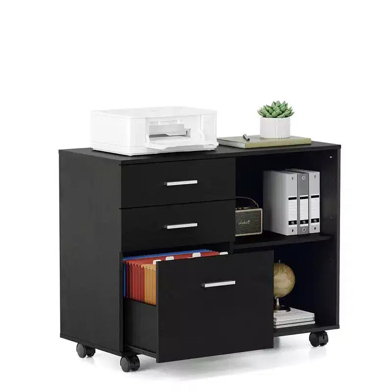 Karl Home Meuble de classement en bois à 3 tiroirs de 80 cm de large avec table d'appoint plate