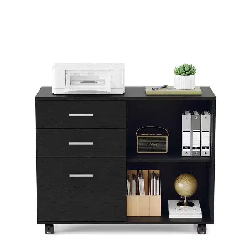 Karl Home Meuble de classement en bois à 3 tiroirs de 80 cm de large avec table d'appoint plate
