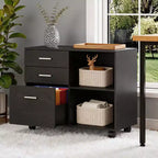 Karl Home Meuble de classement en bois à 3 tiroirs de 80 cm de large avec table d'appoint plate
