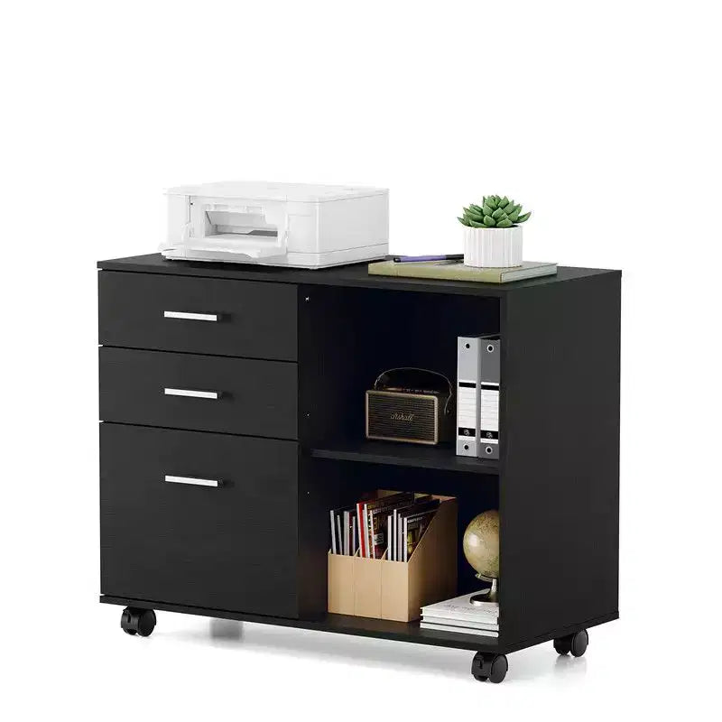 Karl Home Meuble de classement en bois à 3 tiroirs de 80 cm de large avec table d'appoint plate