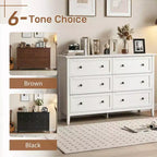 Commode à six tiroirs Karl Home de 47 pouces avec double poignée, design de cadre et finition en mélamine