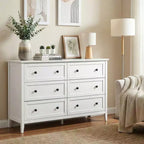 Commode à six tiroirs Karl Home de 47 pouces avec double poignée, design de cadre et finition en mélamine