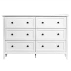 Commode à six tiroirs Karl Home de 47 pouces avec double poignée, design de cadre et finition en mélamine