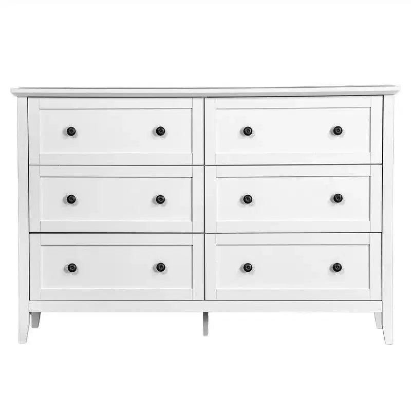 Commode à six tiroirs Karl Home de 47 pouces avec double poignée, design de cadre et finition en mélamine