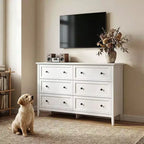 Commode à six tiroirs Karl Home de 47 pouces avec double poignée, design de cadre et finition en mélamine