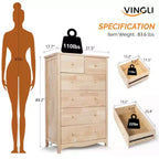 Karl Home Commode 6 tiroirs en bois d'hévéa naturel 1 pièce
