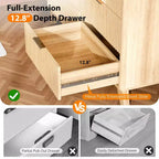 Commode double Karl Home 6 tiroirs finition chêne, grille, panneaux de particules P2+MDF avec mélamine et formage sous vide 47,22 po l.
