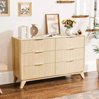 Commode double Karl Home 6 tiroirs finition chêne, grille, panneaux de particules P2+MDF avec mélamine et formage sous vide 47,22 po l.
