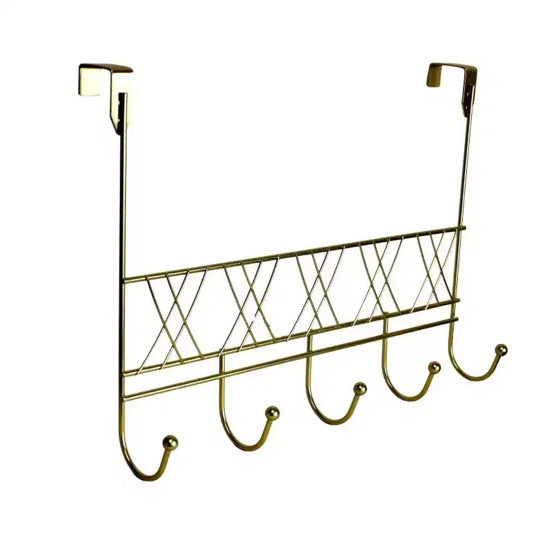 Home Collection Over The Door 5 Hook Rack Closet Storage Organizer Gold
