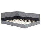 Lit de repos en velours côtelé en forme de L Luxystar Modern de taille normale pour salon ou chambre d'amis